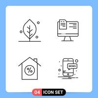 4 Line Black Icon Pack Outline Symbols for Mobile Apps isolated on white background 4 Icons Set vector