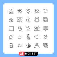 Modern Set of 25 Lines and symbols such as heart clothes innovation wood camping Editable Vector Design Elements