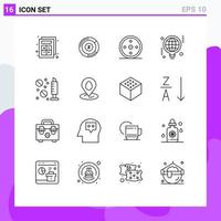 Set of 16 Modern UI Icons Symbols Signs for drugs idea focus business bulb Editable Vector Design Elements