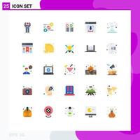 Modern Set of 25 Flat Colors Pictograph of multimedia download marketing arrows plus Editable Vector Design Elements