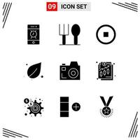 9 Icons Solid Style Grid Based Creative Glyph Symbols for Website Design Simple Solid Icon Signs Isolated on White Background 9 Icon Set vector