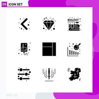 Universal Icon Symbols Group of 9 Modern Solid Glyphs of business intelligence grid content medical infusion Editable Vector Design Elements