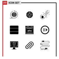 9 General Icons for website design print and mobile apps 9 Glyph Symbols Signs Isolated on White Background 9 Icon Pack vector