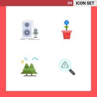 4 Thematic Vector Flat Icons and Editable Symbols of live plant record environment arctic Editable Vector Design Elements