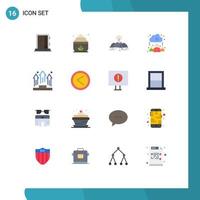 Paquete de 16 colores planos de interfaz de usuario de signos y símbolos modernos de hombres de negocios en línea naturaleza aprendizaje explosión paquete editable de elementos creativos de diseño de vectores