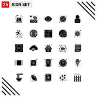 Universal Icon Symbols Group of 25 Modern Solid Glyphs of on control eye watch clock Editable Vector Design Elements