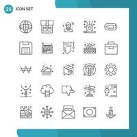 Vector Pack of 25 Outline Symbols Line Style Icon Set on White Background for Web and Mobile