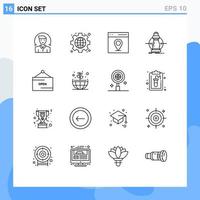 User Interface Pack of 16 Basic Outlines of commerce lower communication expense consumption Editable Vector Design Elements