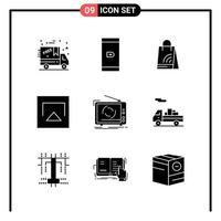 Set of 9 Solid Style Icons for web and mobile Glyph Symbols for print Solid Icon Signs Isolated on White Background 9 Icon Set vector