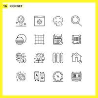 16 User Interface Outline Pack of modern Signs and Symbols of pixels space ireland science zoom Editable Vector Design Elements