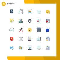 Mobile Interface Flat Color Set of 25 Pictograms of badge snowflake science snow misc Editable Vector Design Elements