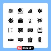 Set of 16 Modern UI Icons Symbols Signs for eat baby globe plant flower Editable Vector Design Elements