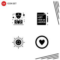 Collection of 4 Vector Icons in solid style Pixle Perfect Glyph Symbols for Web and Mobile Solid Icon Signs on White Background 4 Icons