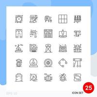 Modern Set of 25 Lines Pictograph of baby flame online candle dinner layout Editable Vector Design Elements