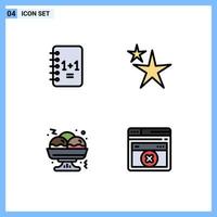 Pack of 4 Modern Filledline Flat Colors Signs and Symbols for Web Print Media such as education fast  star web Editable Vector Design Elements