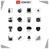 Modern Set of 16 Solid Glyphs and symbols such as bookmark time cereals schedule alarm Editable Vector Design Elements