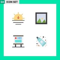 Pack of 4 Modern Flat Icons Signs and Symbols for Web Print Media such as nature advertising weather furniture billboard Editable Vector Design Elements