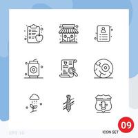 Set of 9 Vector Outlines on Grid for job portfolio card resume drinks Editable Vector Design Elements