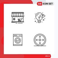 4 Universal Filledline Flat Colors Set for Web and Mobile Applications shop kitchen building process washing Editable Vector Design Elements