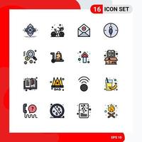 Flat Color Filled Line Pack of 16 Universal Symbols of target male summer man mail Editable Creative Vector Design Elements