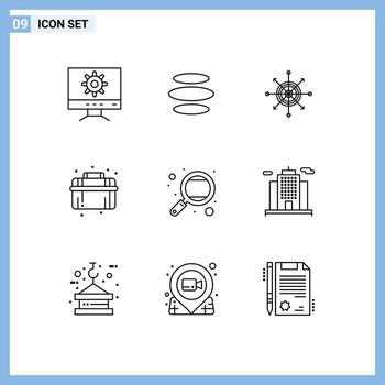 Modern Set of 9 Outlines and symbols such as learning system board plumbing mechanical Editable Vector Design Elements