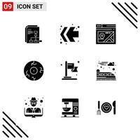 Pixle Perfect Set of 9 Solid Icons Glyph Icon Set for Webite Designing and Mobile Applications Interface vector