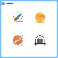 Set of 4 Commercial Flat Icons pack for drawing sale football sport baggage Editable Vector Design Elements