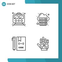 Vector Pack of 4 Outline Symbols Line Style Icon Set on White Background for Web and Mobile