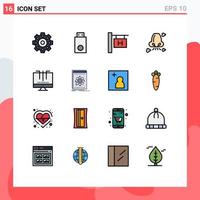 Set of 16 Modern UI Icons Symbols Signs for media connections travel pollution health Editable Creative Vector Design Elements