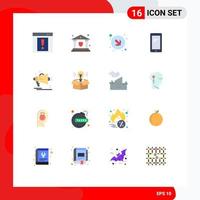 grupo de símbolos de icono universal de 16 colores planos modernos de marketing iphone flecha android teléfono inteligente paquete editable de elementos creativos de diseño de vectores
