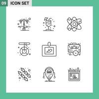 conjunto de 9 iconos de interfaz de usuario modernos símbolos signos para diagnóstico laboratorio de rescate fusión camping elementos de diseño vectorial editables vector