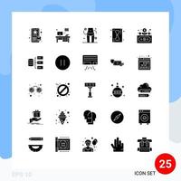 25 Universal Solid Glyphs Set for Web and Mobile Applications servers grow bone finance business Editable Vector Design Elements