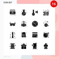 Pack of 16 Modern Solid Glyphs Signs and Symbols for Web Print Media such as eyewear party bomb temperature firework dynamite Editable Vector Design Elements