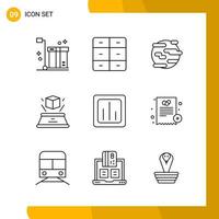 9 Icon Set Line Style Icon Pack Outline Symbols isolated on White Backgound for Responsive Website Designing vector