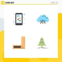 Pictogram Set of 4 Simple Flat Icons of share construction cloud hosting tree Editable Vector Design Elements