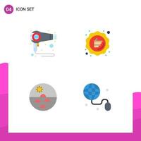 4 Universal Flat Icon Signs Symbols of dryer dermatology machine like skin Editable Vector Design Elements