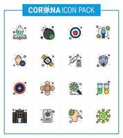 Coronavirus awareness icons 16 Flat Color Filled Line icon Corona Virus Flu Related such as cleaned protect healthy hand intect viral coronavirus 2019nov disease Vector Design Elements