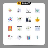 Set of 16 Modern UI Icons Symbols Signs for data marketing page graph business Editable Pack of Creative Vector Design Elements