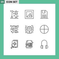 Modern Set of 9 Outlines and symbols such as great pen download drawing art Editable Vector Design Elements