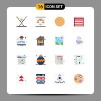 Set of 16 Modern UI Icons Symbols Signs for man house statistics construction door Editable Pack of Creative Vector Design Elements