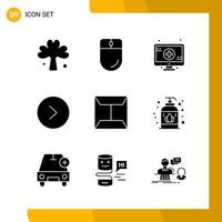 9 Icon Set Solid Style Icon Pack Glyph Symbols isolated on White Backgound for Responsive Website Designing vector