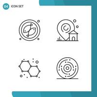 Vector Pack of 4 Outline Symbols Line Style Icon Set on White Background for Web and Mobile