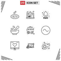 9 Creative Icons Modern Signs and Symbols of security insurance drop soup medical Editable Vector Design Elements