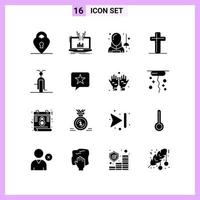 16 Icons in Solid Style Glyph Symbols on White Background Creative Vector Signs for Web mobile and Print
