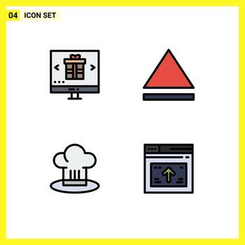 4 Filledline Flat Color concept for Websites Mobile and Apps buy cook online cafe internet Editable Vector Design Elements