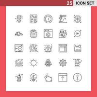 Universal Icon Symbols Group of 25 Modern Lines of mountain interface tools bluetooth plastic Editable Vector Design Elements