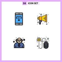 Universal Icon Symbols Group of 4 Modern Filledline Flat Colors of application teacher mobile megaphone click Editable Vector Design Elements