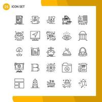 25 conjunto de iconos estilo de línea paquete de iconos símbolos de esquema aislados en fondo blanco para el diseño de sitios web receptivos vector