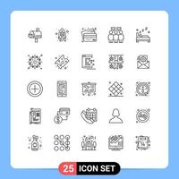 25 iconos creativos signos y símbolos modernos del equipo del dormitorio banca personas pago elementos de diseño vectorial editables vector