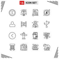 16 Icons Line Style Grid Based Creative Outline Symbols for Website Design Simple Line Icon Signs Isolated on White Background 16 Icon Set vector